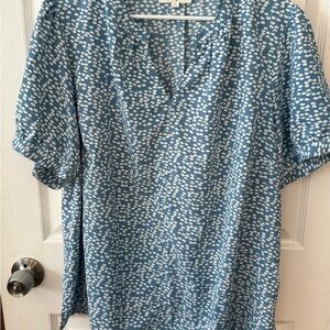 Blue and White Polka Dot Blouse